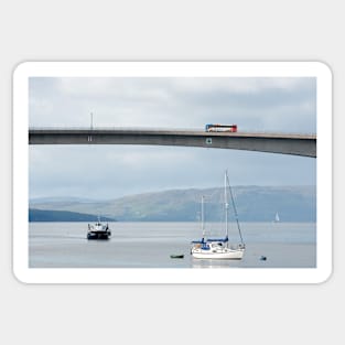 A bus passes over the Skye Bridge to Isle of Skye, Scotland Sticker